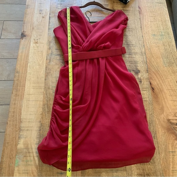 Lela Rose Sleeveless V Neck Short Bridesmaid Flame Dress by Dessy Size 10 - Picture 6 of 16